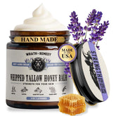 Wrath & Remedy Organic Beef Tallow Lavender whipped texture for face and body hydration.