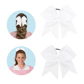 WRNZL Cheer Bows 8-inch white front view, durable for active cheer routines
