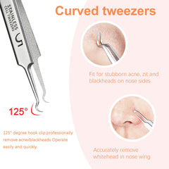 WSYUB blackhead extractor hook tweezers for stubborn nose blemishes with secure grip