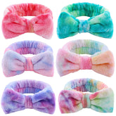 WSYUB diadema de seis colores teñidos con lazo ideal para maquillaje