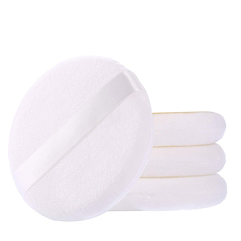 WSYUB powder puff round 4in white four-piece kit, ideal for body powder application.