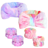 WSYUB spa headband with deep purple bow for tidy makeup sessions.
