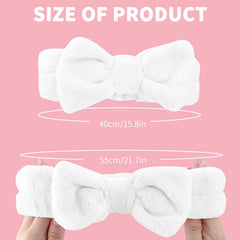 WSYUB Spa Headband with gray bow keeps hair away for easy cleansing.