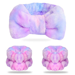 WSYUB spa headband with tie-dye bow close-up for hair containment during skincare