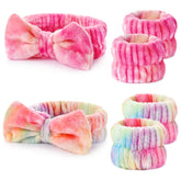 Wteehn spa headband with bow holding hair for clear makeup application