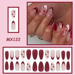 Uñas pegables WUHCIM con diseño de corazón rojo para ocasiones