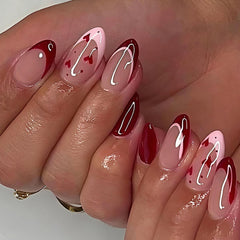 Uñas postizas WUHCIM en forma almendra con corazón, ideales para Valentín