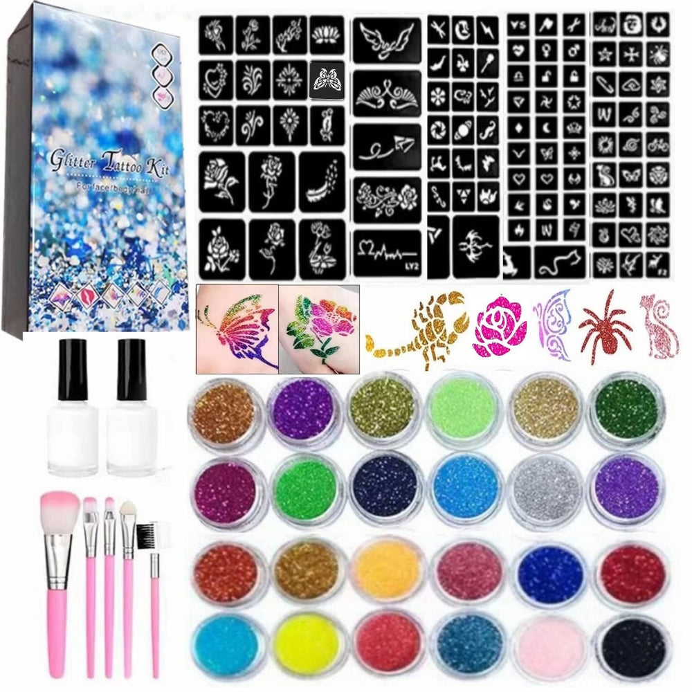 Kit de tatuajes brillantes para niños de wxfhtda, conjunto completo y fácil de usar
