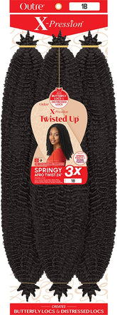 X-pression Outre Twisted Up 3x Afro Twist 24in on model for voluminous, protective styling.