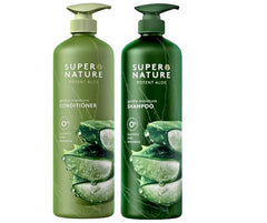 XALEZ Super Nature Potent Aloe shampoo and conditioner with Bronze Microtex Towel for refreshed, hydrated hair.