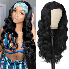 xccoco black headband wig long wavy close-up showing ready-to-wear 24-inch style