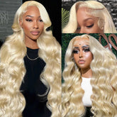 XIAPAY 613 blonde lace front wig body wave close-up for natural movement