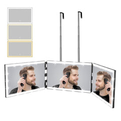XIGETRAIL rechargeable 3-way mirror with eight light strips for precise grooming.
