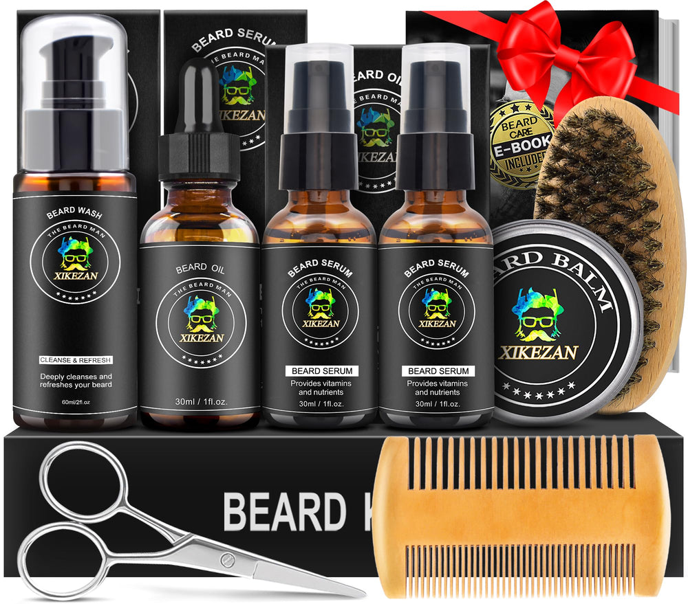XIKEZAN beard kit packaging close-up for premium grooming visuals
