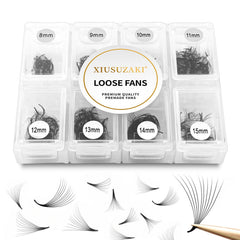 XIUSUZAKI premade eyelashes 600 fans for quick dramatic lash look.