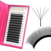 XIUSUZAKI W5D lash extensions in matte black for easy fan creation and fuller eyes.