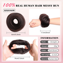 XIXISNOW 100% human hair bun detail highlights authentic texture and blending.