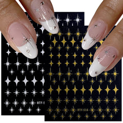 XMMXNBJ estrellas blancas uñas: brillo sutil para estética elegante.