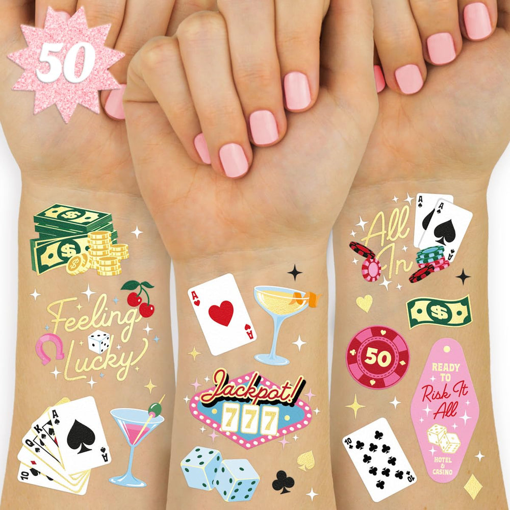 xo, Fetti casino tattoos gold foil designs for stylish party favors