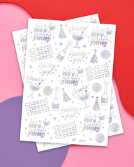 Tatuaje iridiscente xo Fetti: sombrero de cumpleaños para decoración festiva.