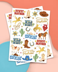 xo Fetti gold-foil hat tattoo adds a shiny rodeo accent for kids.