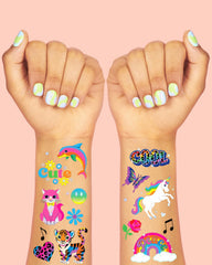 xo Fetti neon rainbow smiley faces tattoos add playful flair for celebrations