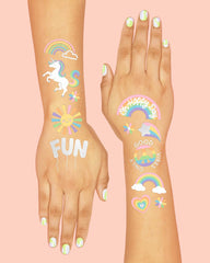 xo Fetti silver foil tattoos provide subtle metallic shimmer for photos