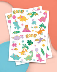Tatuajes xo Fetti de dinosaurios-estegosaurio para decoración divertida.