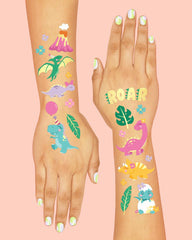 Tatuajes xo Fetti de dinosaurios-triceratops para recuerdos de fiesta.