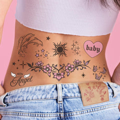 xo, Fetti Y2K tattoos flowers design for chic festival style and easy accessorizing