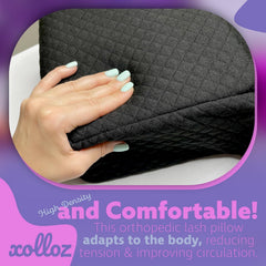 XOLLOZ Lash Pillow side pockets hold tools within easy reach.