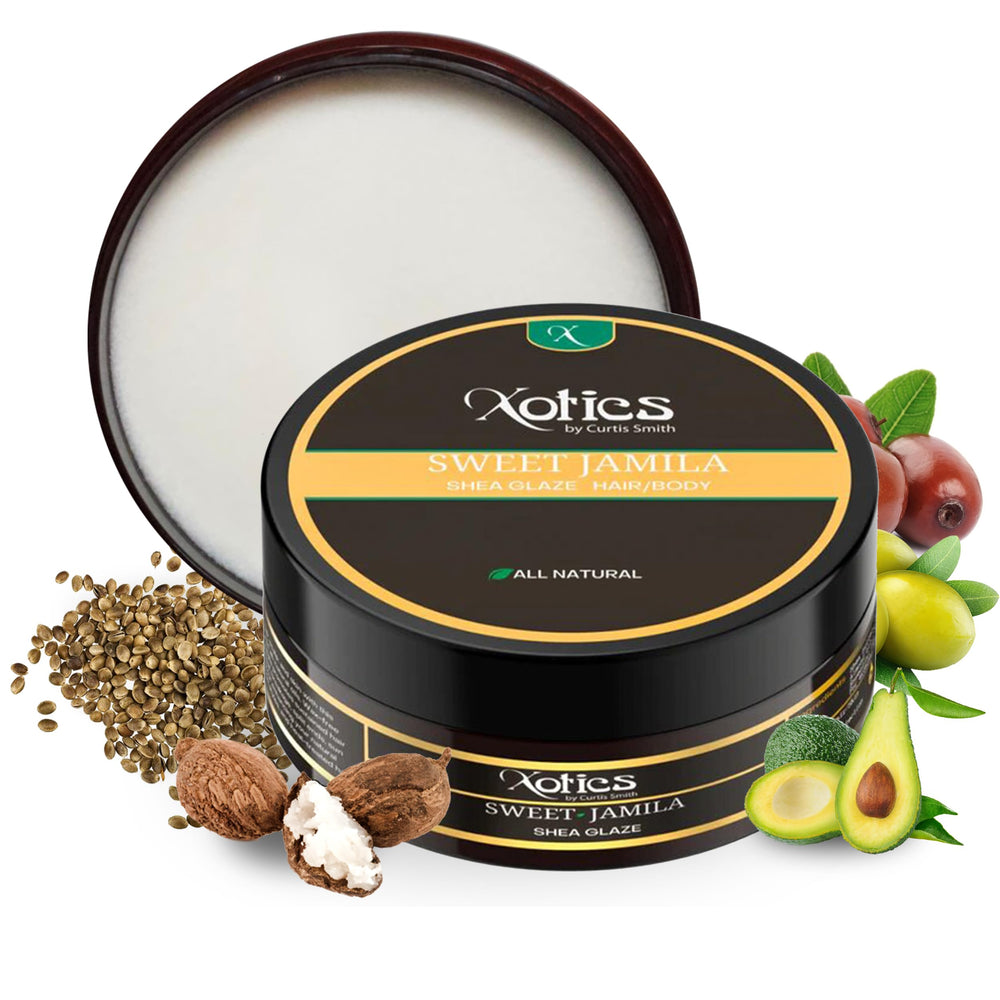 Xotics Dulce Jamila, bote de manteca de karité para ondas 360 con brillo suave.