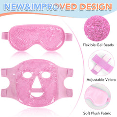 Closeup of XPCARE gel beads in pink face mask for cooling comfort