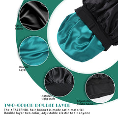 XRACEPHOL Silk Bonnet reversible black teal interior view offers two color options.