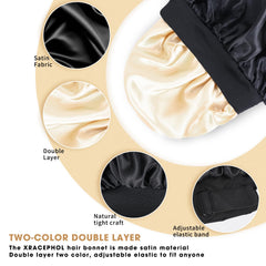 XRACEPHOL reversible satin bonnet changes color for two looks