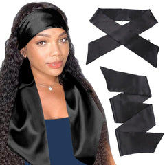XTREND panuelo satin borde 58 pulgadas negro para fijar pelucas con suavidad