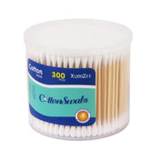 XUMZEE 300ct cotton swabs with bamboo handle for gentle, hygienic daily use.