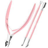 XUNXMAS 5-in-1 cuticle tool in hand for precise nail grooming at home.
