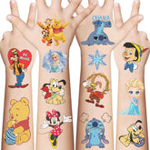 XYLL tatuajes temporales Disney – hojas para uso rápido en fiestas infantiles y talleres.