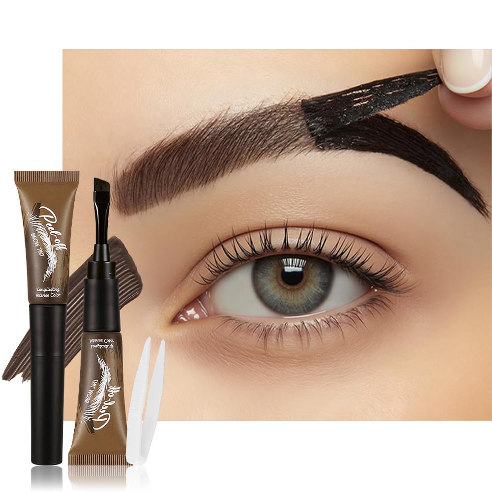 XZMeiLun Espresso Eyebrow Gel applied close-up for precise brow definition.