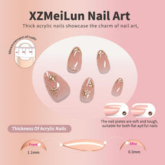 Set de uñas XZMeiLun prensadas 24 piezas con lima y palito para aplicación.
