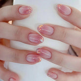 XZMeiLun: uñas postizas degradé rosa-blanco para uñas cortas ovaladas, look elegante