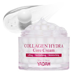 YADAH Collagen Hydra Core Cream jar front highlighting deep hydration for sensitive skin.