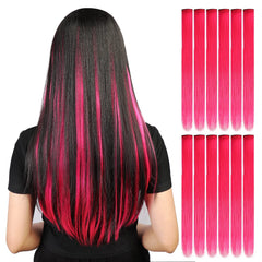 YaFex hot pink clip-in extensions close-up showing secure clip detail.