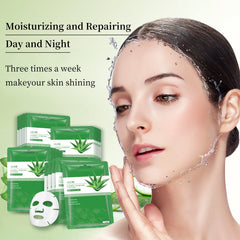 YAFUSIPE Green tea-infused sheet mask calms inflammation and provides refreshment.