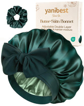 Yanibest bonete satén doble capa reversible protege el peinado al dormir.