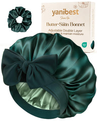 Yanibest bonete satén doble capa reversible protege el peinado al dormir.