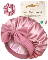 Yanibest gorro de satén doble capa ajustable protege el cabello al dormir