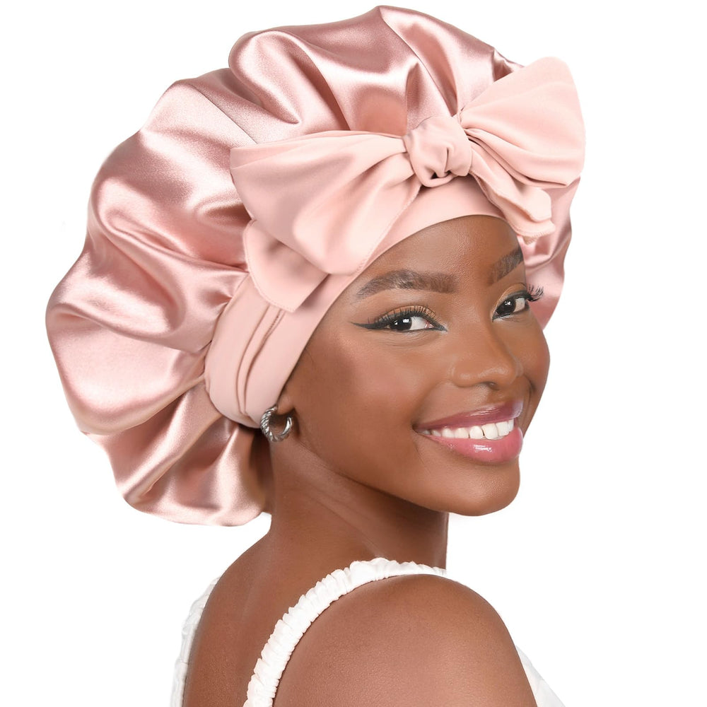 Gorro de satén ajustable YANIBEST para dormir, reduce fricción y frizz nocturno.