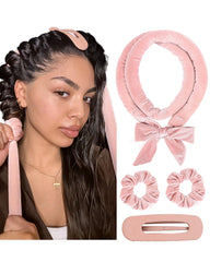 Yanibest heatless hair curler pink wrap ready for overnight curls with gentle styling